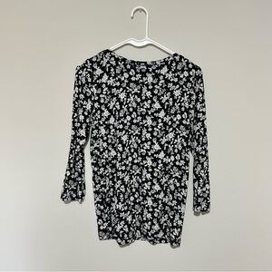 OVS Italy Black White Floral Blouse Size Medium